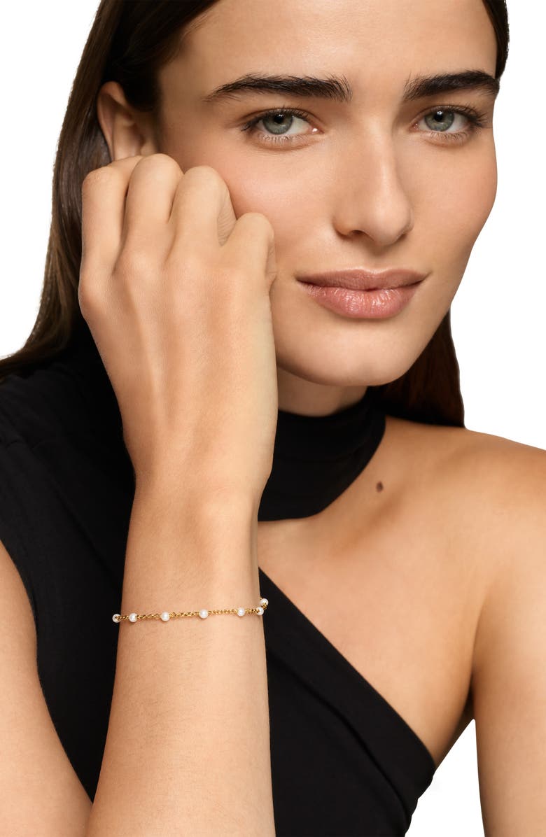 David Yurman Pearl Classics Freshwater Pearl Station Bracelet in 18K Yellow Gold, 3.5mm, Alternate, color, Gold
