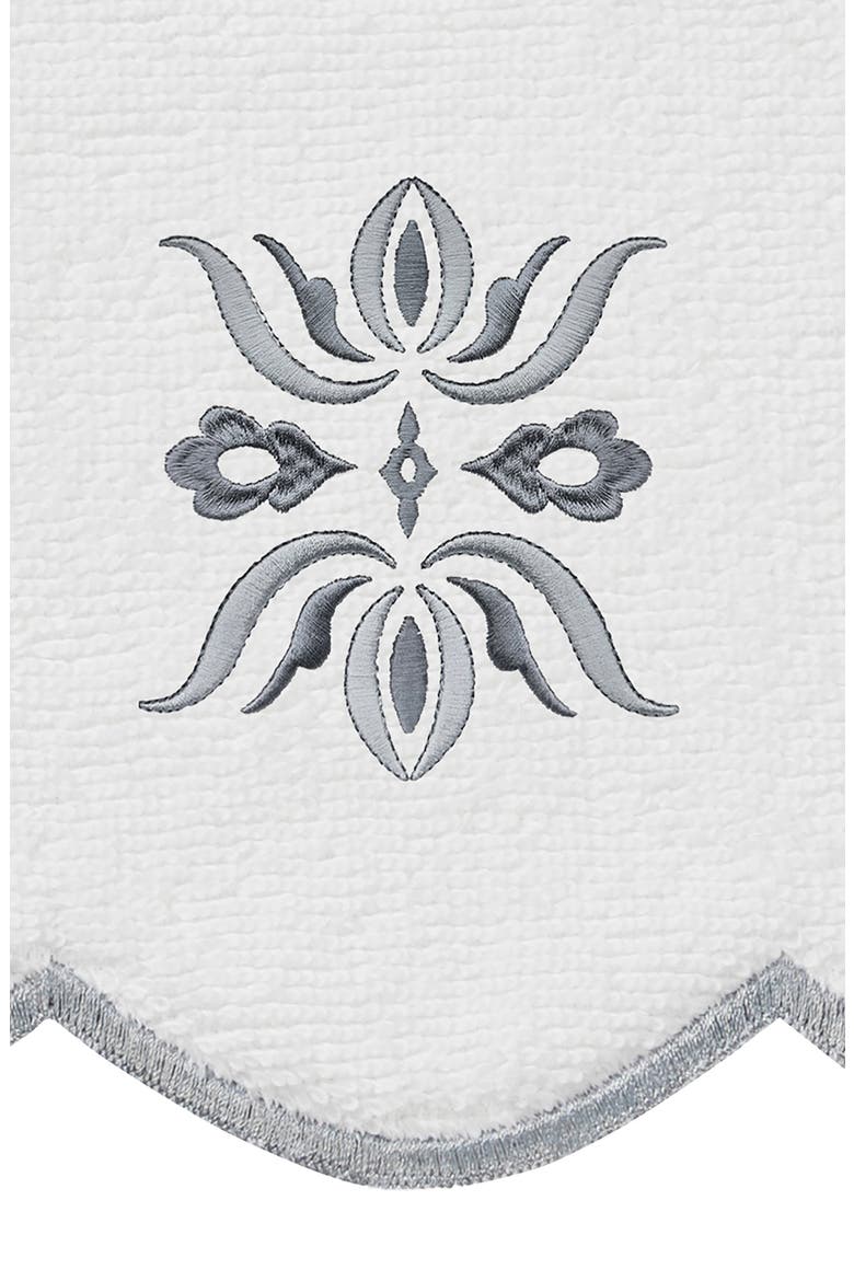 Flower Crest Scalloped 6-Piece Towel Set, Alternate, color, WHITE/ GRAY