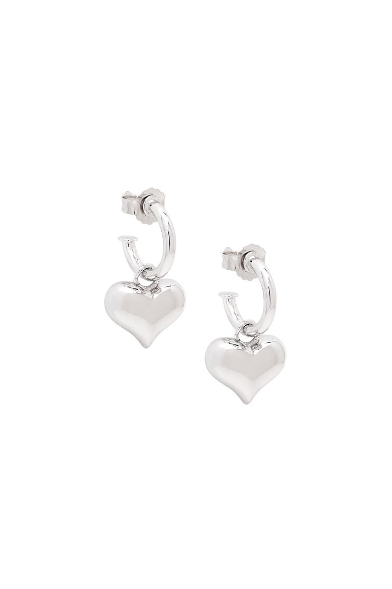 Puffy Heart Dangle Hoop Earrings Spiritual & Minimalist Jewelry, Main, color, White