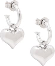 Seven Saints Puffy Heart Dangle Hoop Earrings Spiritual & Minimalist Jewelry