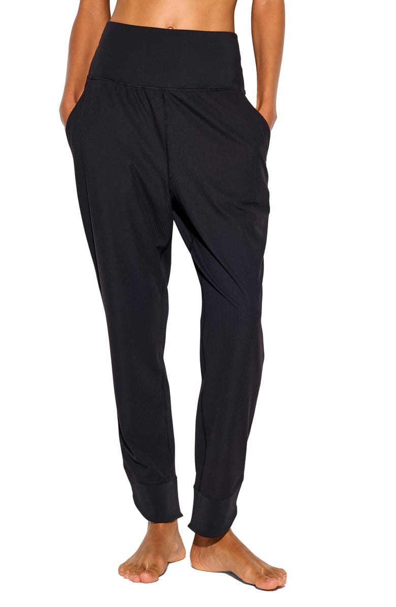 Spiritual Gangster Rowan Rib Pull-On Pants, Main, color, Black