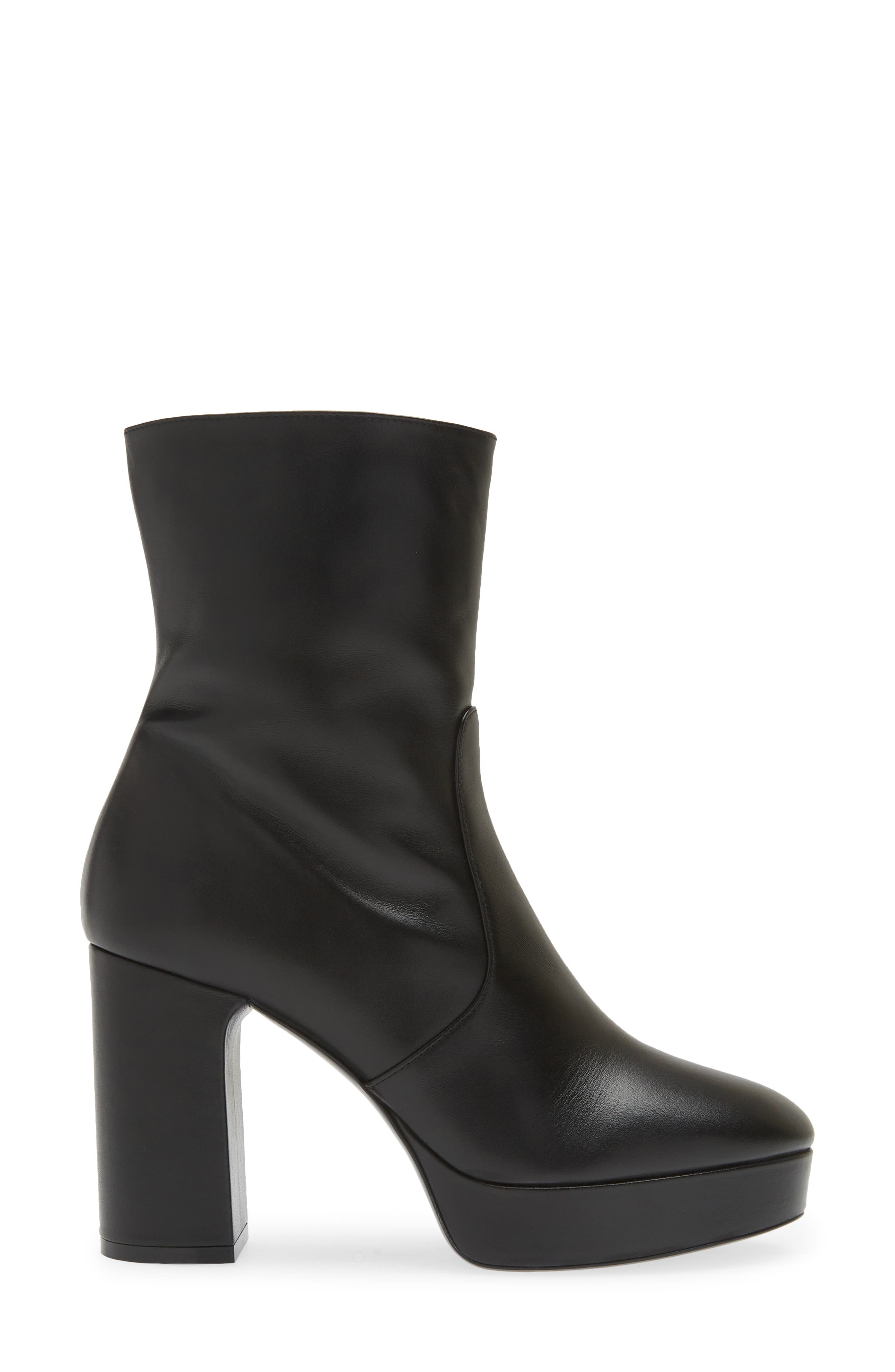 Stuart Weitzman Dayna Platform Bootie, Alternate, color, Black Leather