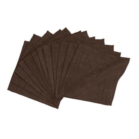 Linen Cocktail Napkins Set of 12, 6 x 6 Inch for Dining Table, Holiday and Everyday Table Decor - Athena