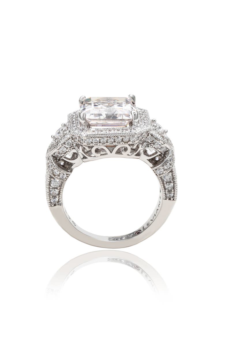SUZY LEVIAN Pavé Cubic Zirconia Engagement Ring, Alternate, color, White