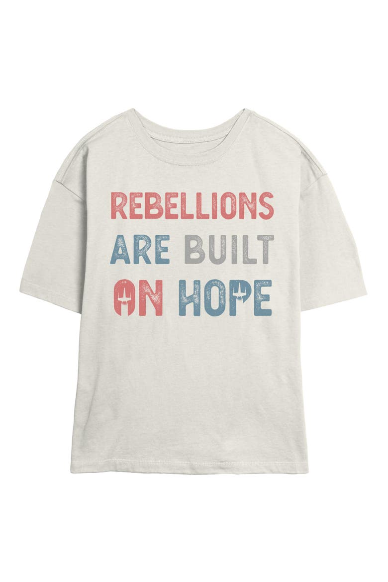 Junior's Rebellions Built On Hope Short Sleeve Skimmer T-shirt, Main, color, Egret