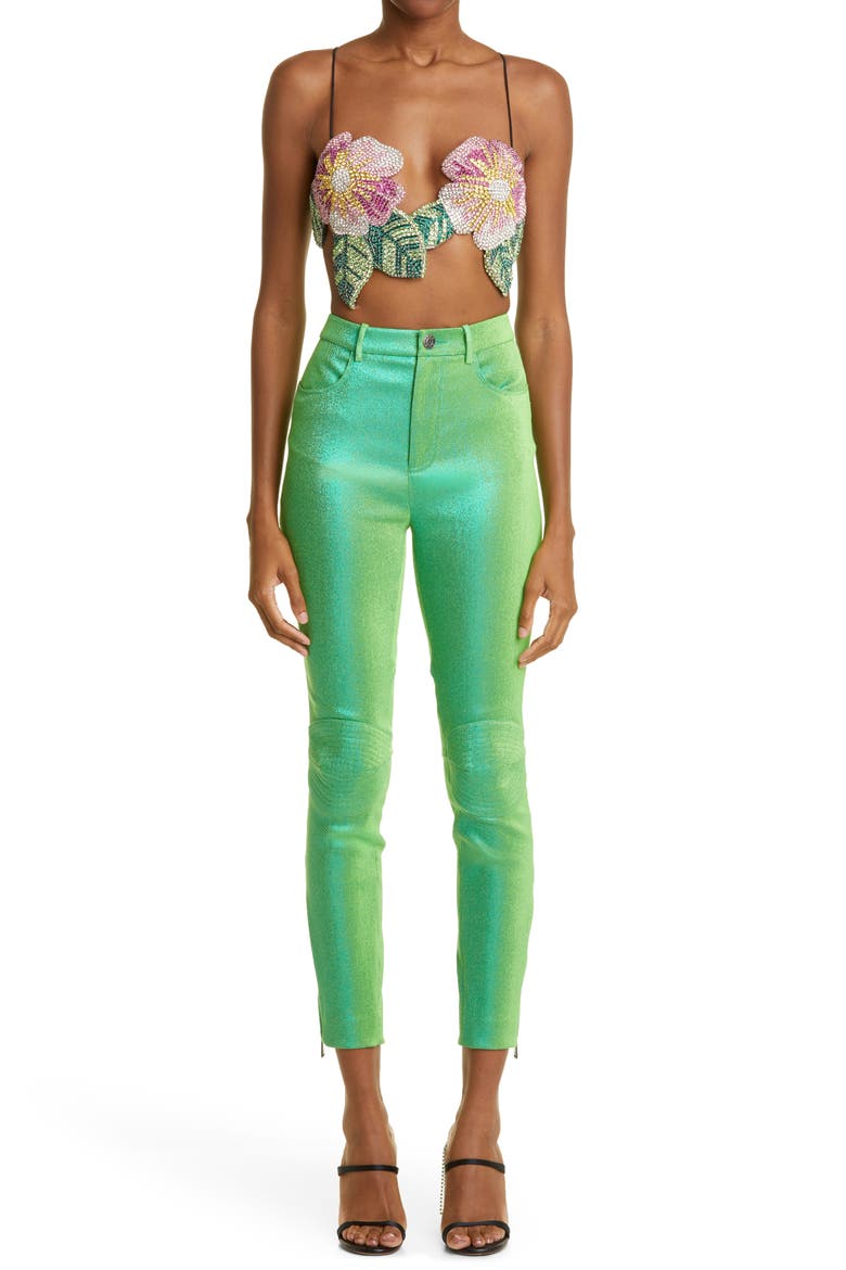 Embroidered Crystal Flower Crop Top, Alternate, color, MULTI