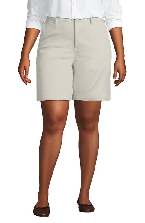 Lands' End Plus Size Elastic Back Classic 7" Chino Shorts
