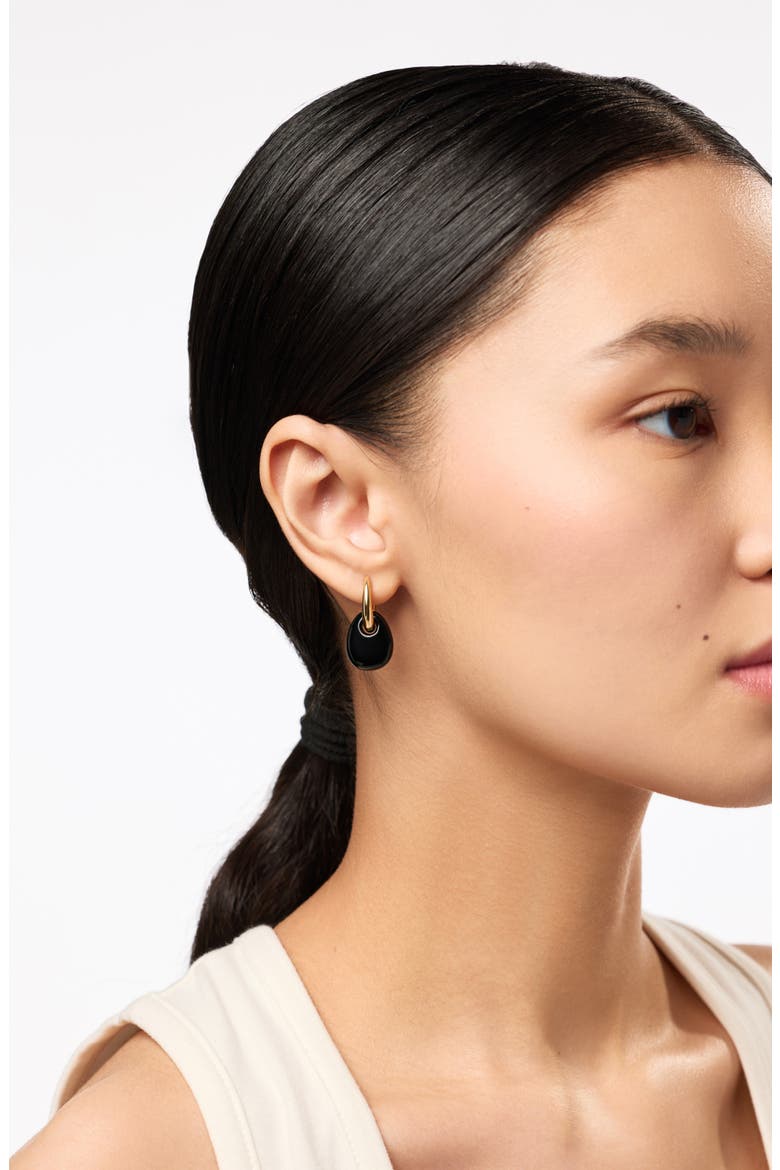 Kayla Clear Drop Hoop Earrings, Alternate, color, GOLD / BLACK