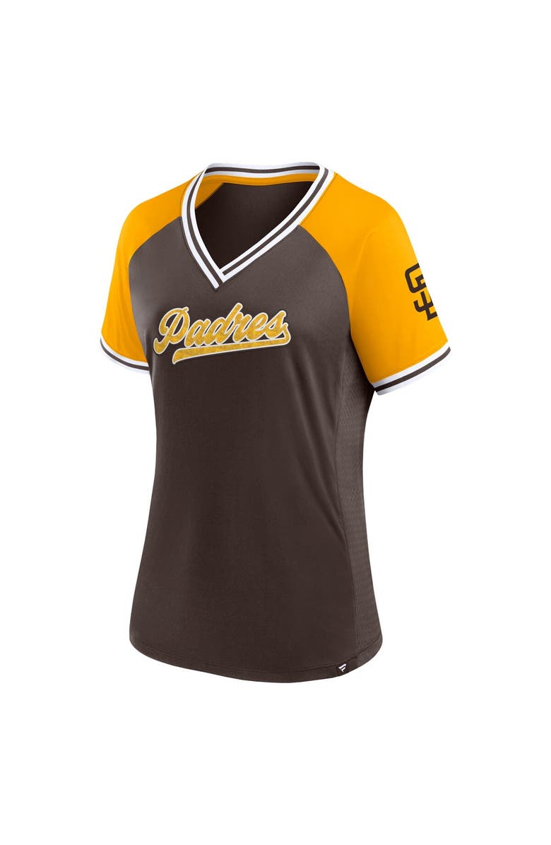 FANATICS Women's Fanatics Branded Brown San Diego Padres Glitz & Glam League Diva Raglan V-Neck T-Shirt, Alternate, color, 