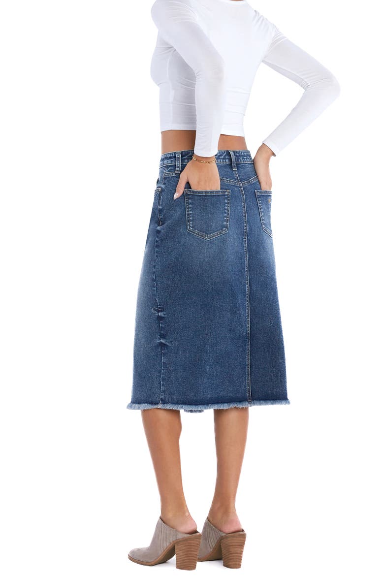 Margo Raw Hem Denim Midi Skirt, Alternate, color, MARGO BLUE