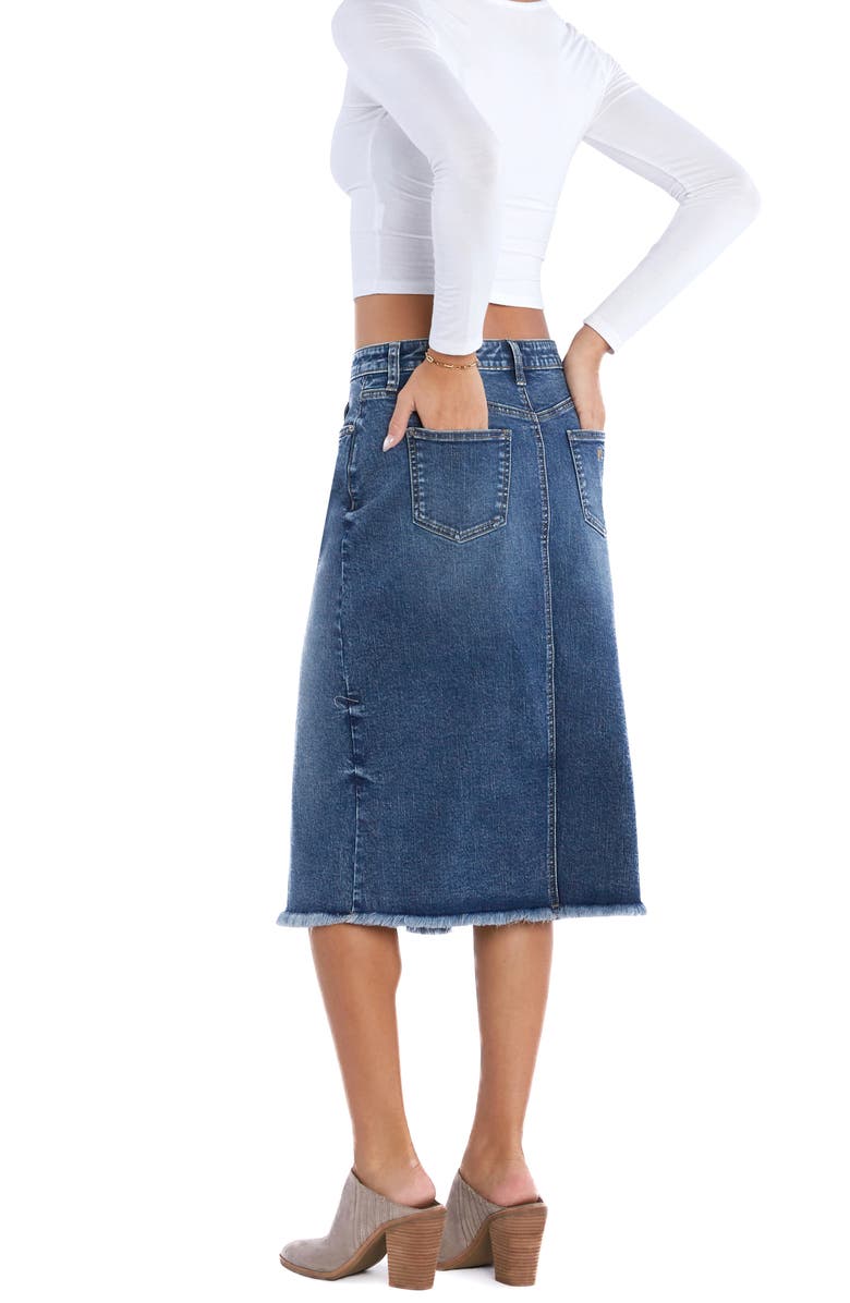 Wash Lab Denim Margo Raw Hem Denim Midi Skirt, Alternate, color, Margo Blue