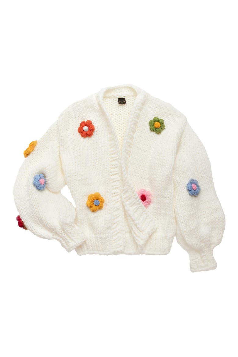 Chunky Floral Crochet Cardigan, Alternate, color, WHITE