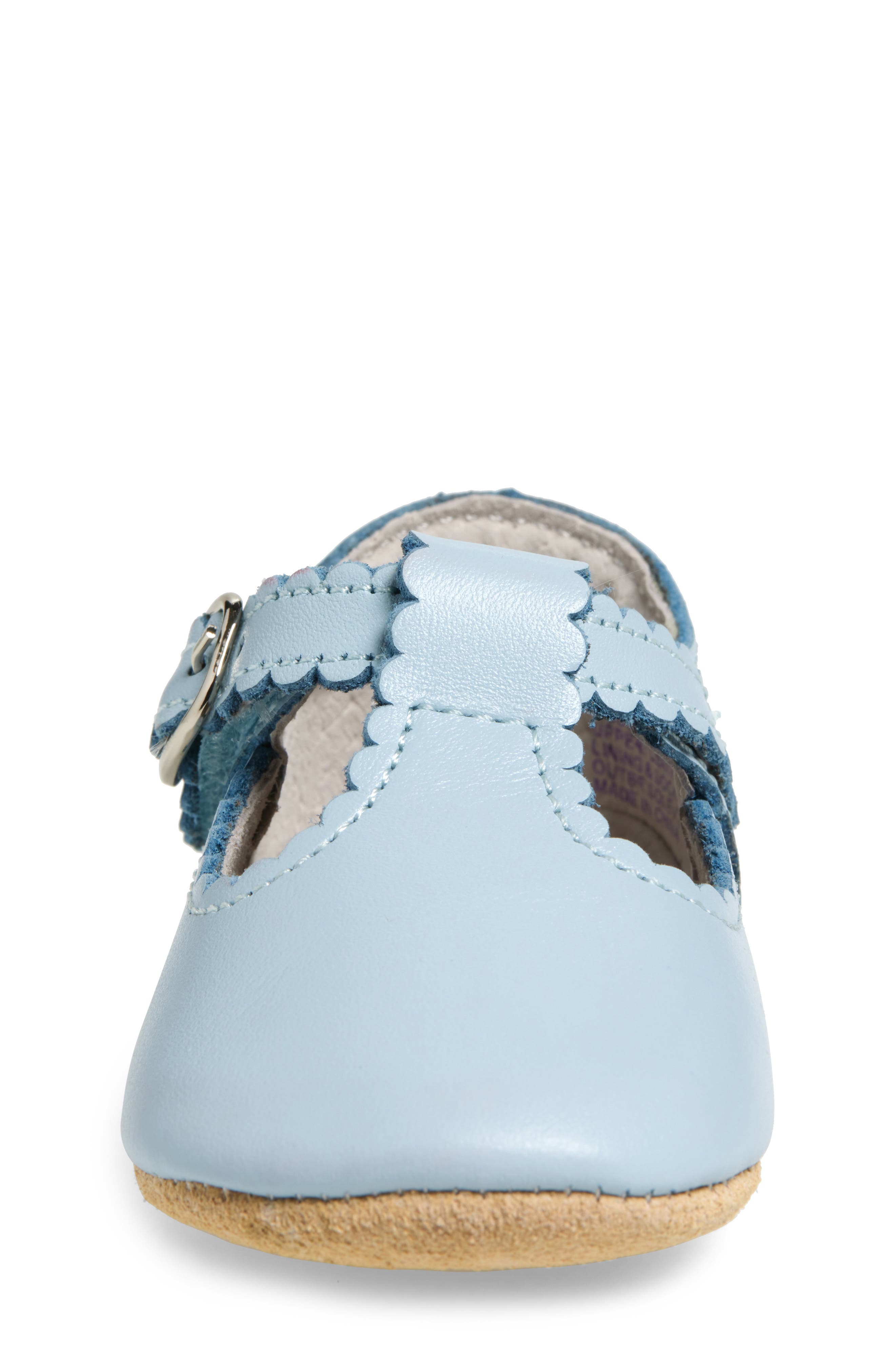 Kids' Elodie Scallop T-Strap Flat, Alternate, color, LIGHT BLUE