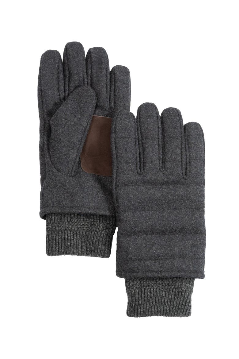 Wool Channel Quilted Glove, Main, color, Charcoal Heather