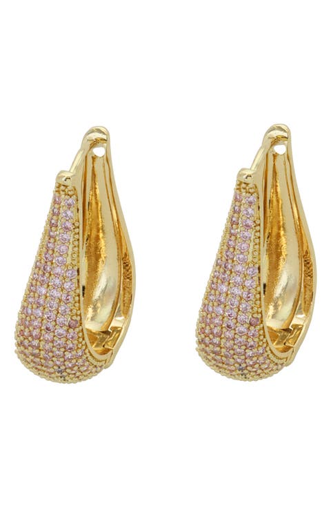 Pavé Cubic Zirconia Teardrop Hoop Earrings
