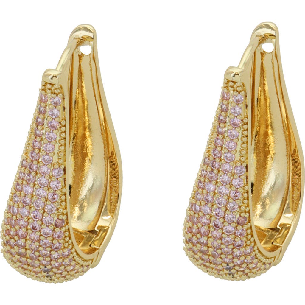 Panacea Pavé Cubic Zirconia Teardrop Hoop Earrings In Pink