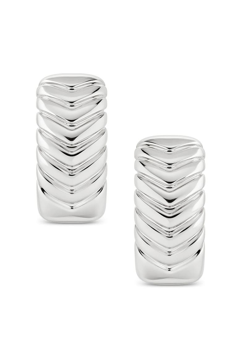 Chevron Texture Huggie Hoop Earrings, Alternate, color, SILVER