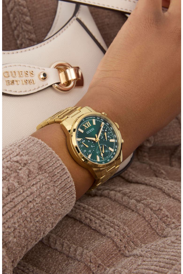 Bailey Chronograph Bracelet Watch, 36mm, Alternate, color, GOLD TONE/ GREEN