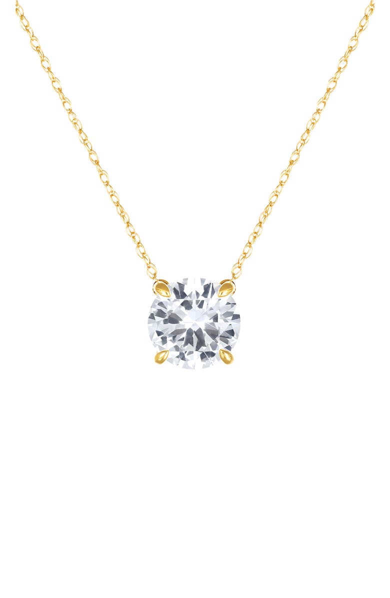 Frankie & Zoe 10K Yellow Gold Lab Grown White Sapphire Pendant Necklace, Main, color, Yellow Gold/ White Sapphire
