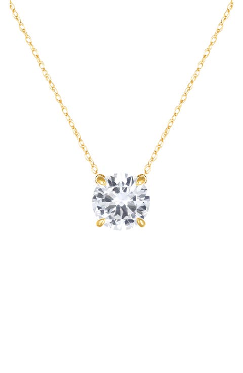 10K Yellow Gold Lab Grown White Sapphire Pendant Necklace