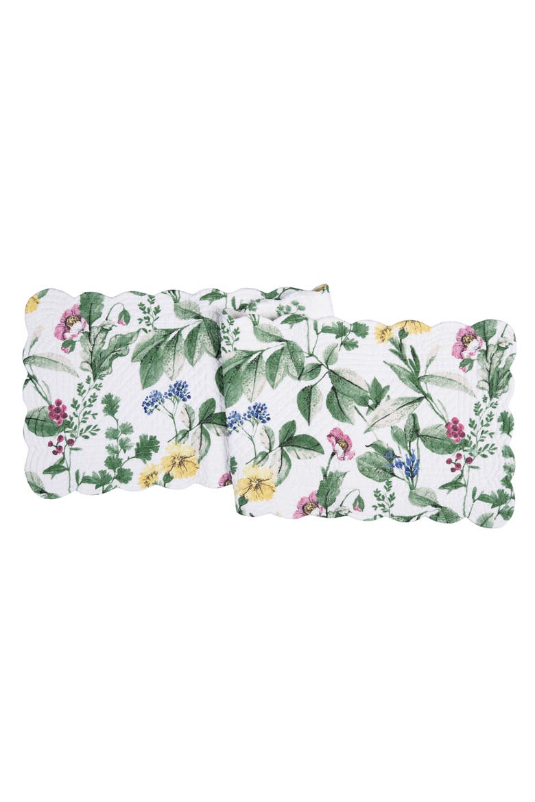 Marcy Blooms Rectangle Cotton Table Runner 14" x 51" Floral Design All Seasons Kitchen Dining Dinner Table Tablerunner Decor Decoration, Main, color, Green