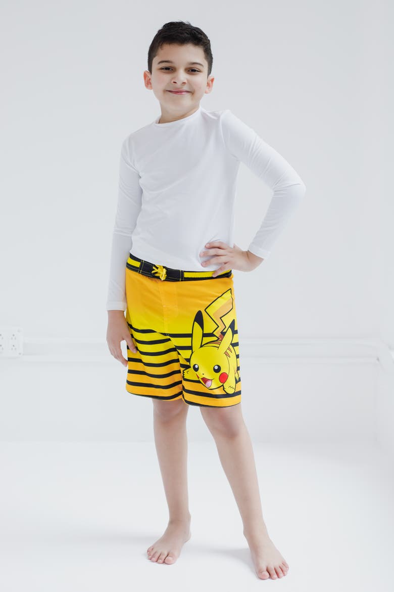 Swimwear Swim Trunks, Alternate, color, Pikachu Yellow Black