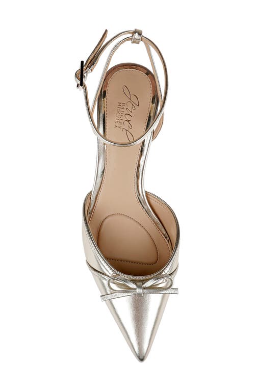 Jewel Badgley Mischka Talasia Ankle Strap Pointed Toe Kitten Heel Pump In Gold