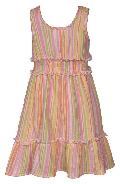 Iris & Ivy Kids' Seersucker Stripe Dress In Peach Multi