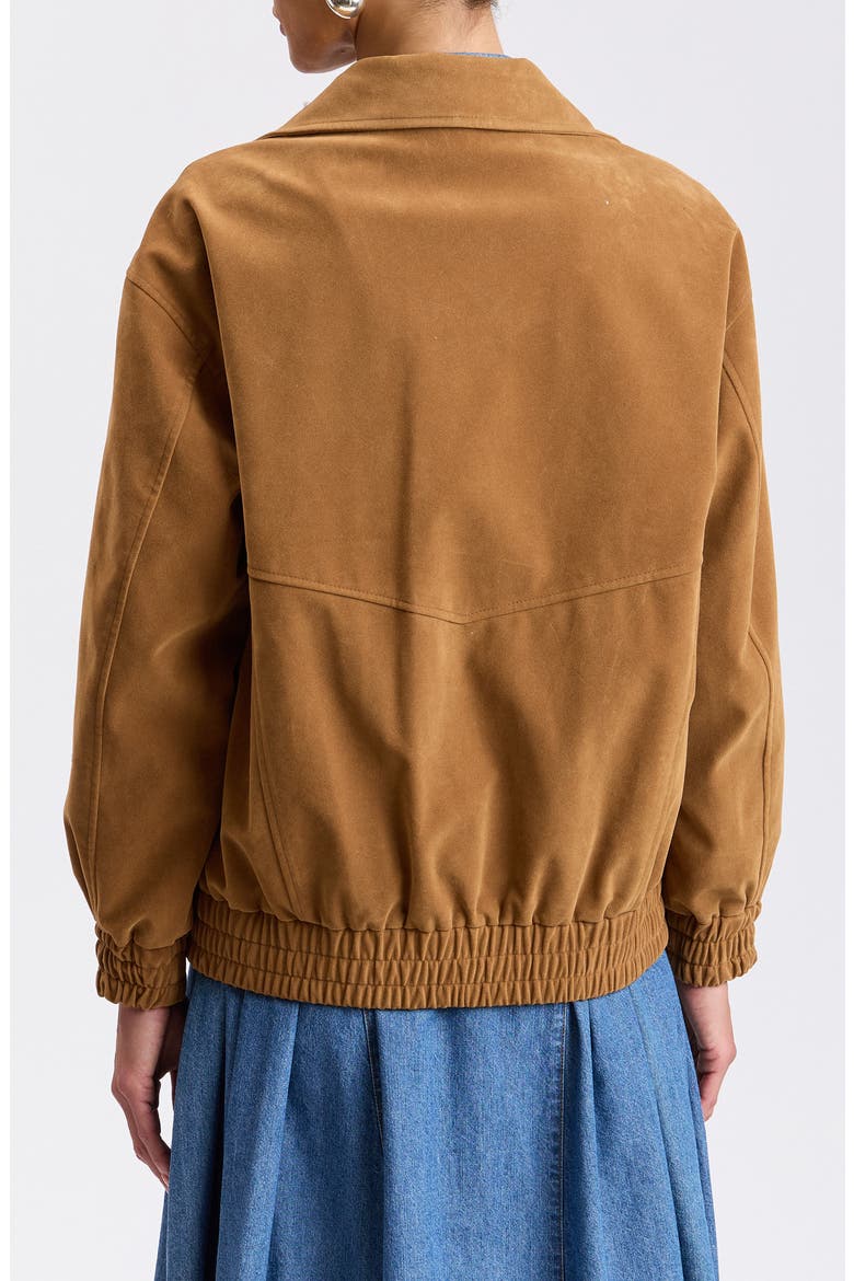 Oversized Faux Suede Bomber Jacket, Alternate, color, LUGGAGE