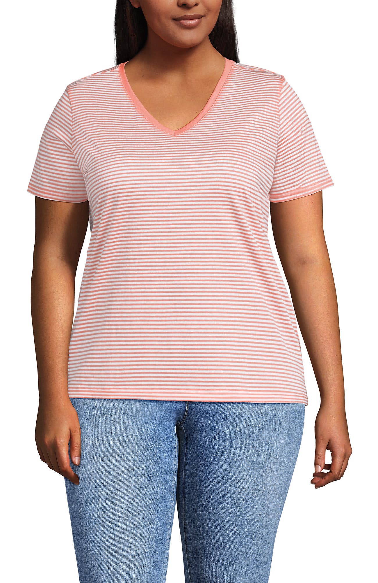 Sunset Coral Pink Micro Stripe