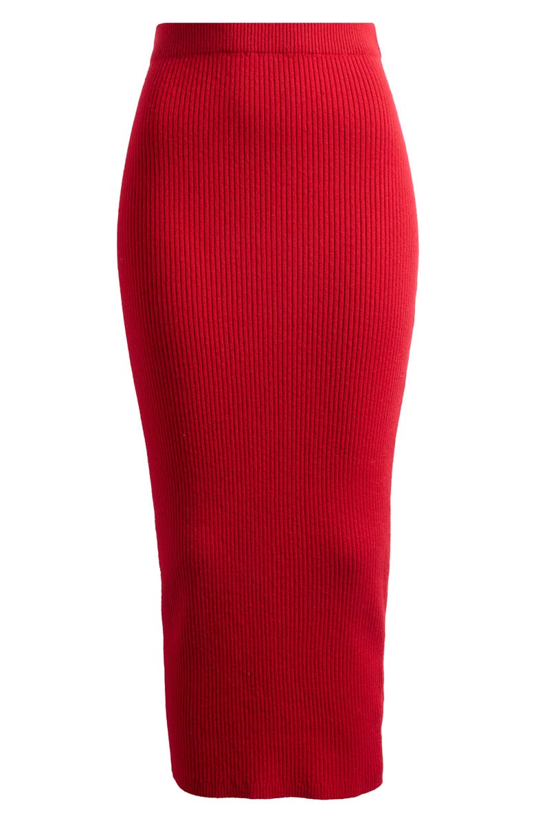 HOUSE OF CB Lourdes Rib Maxi Skirt, Alternate, color, Blood Red