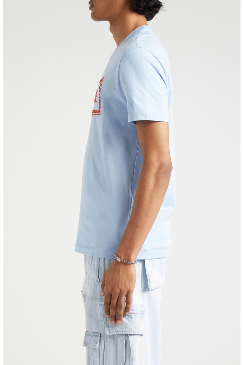 Embroidered Logo Cotton Jersey T-Shirt, Alternate, color, BLUE HYDRANGEA