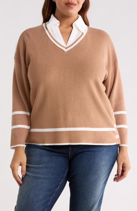 V-Neck Twofer Sweater Top