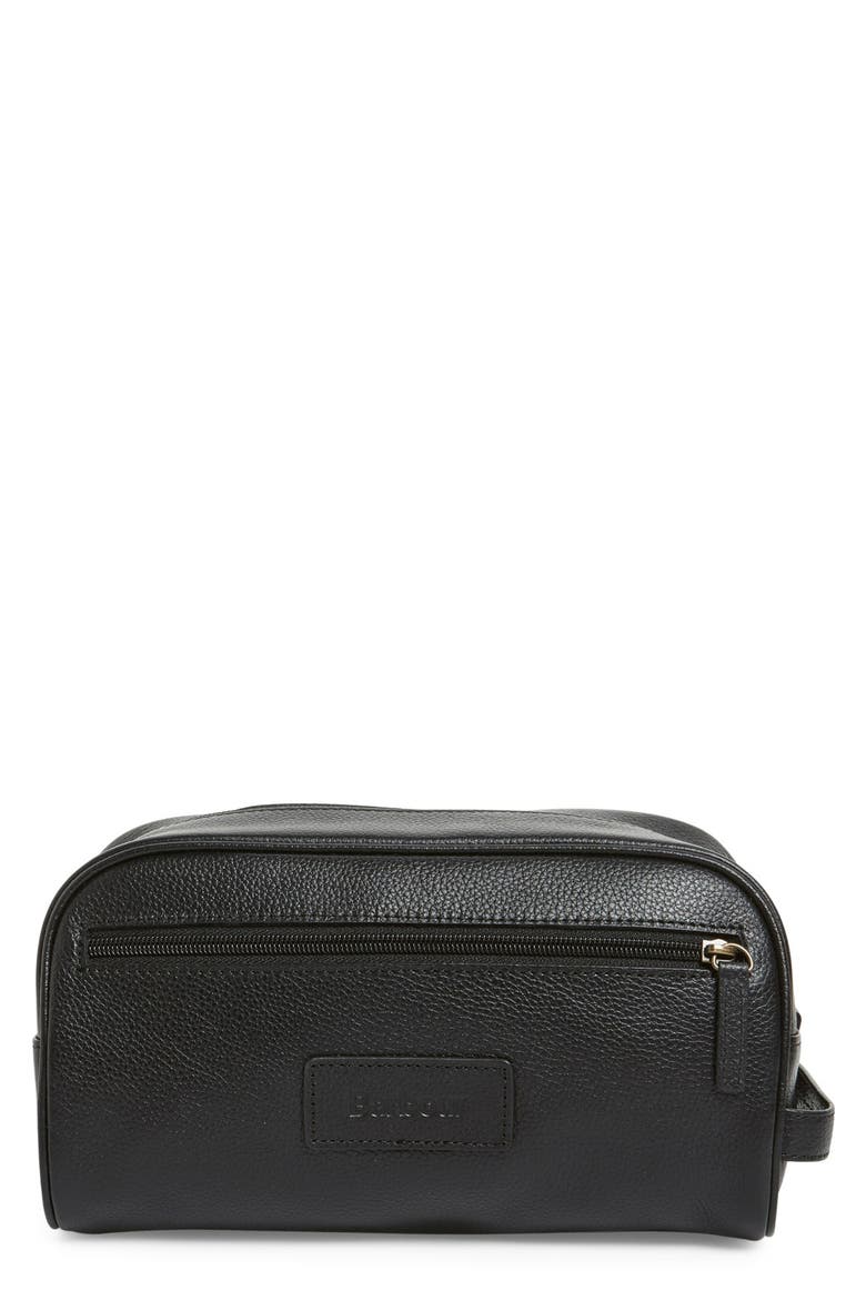 Leather Travel Kit, Main, color, BLACK