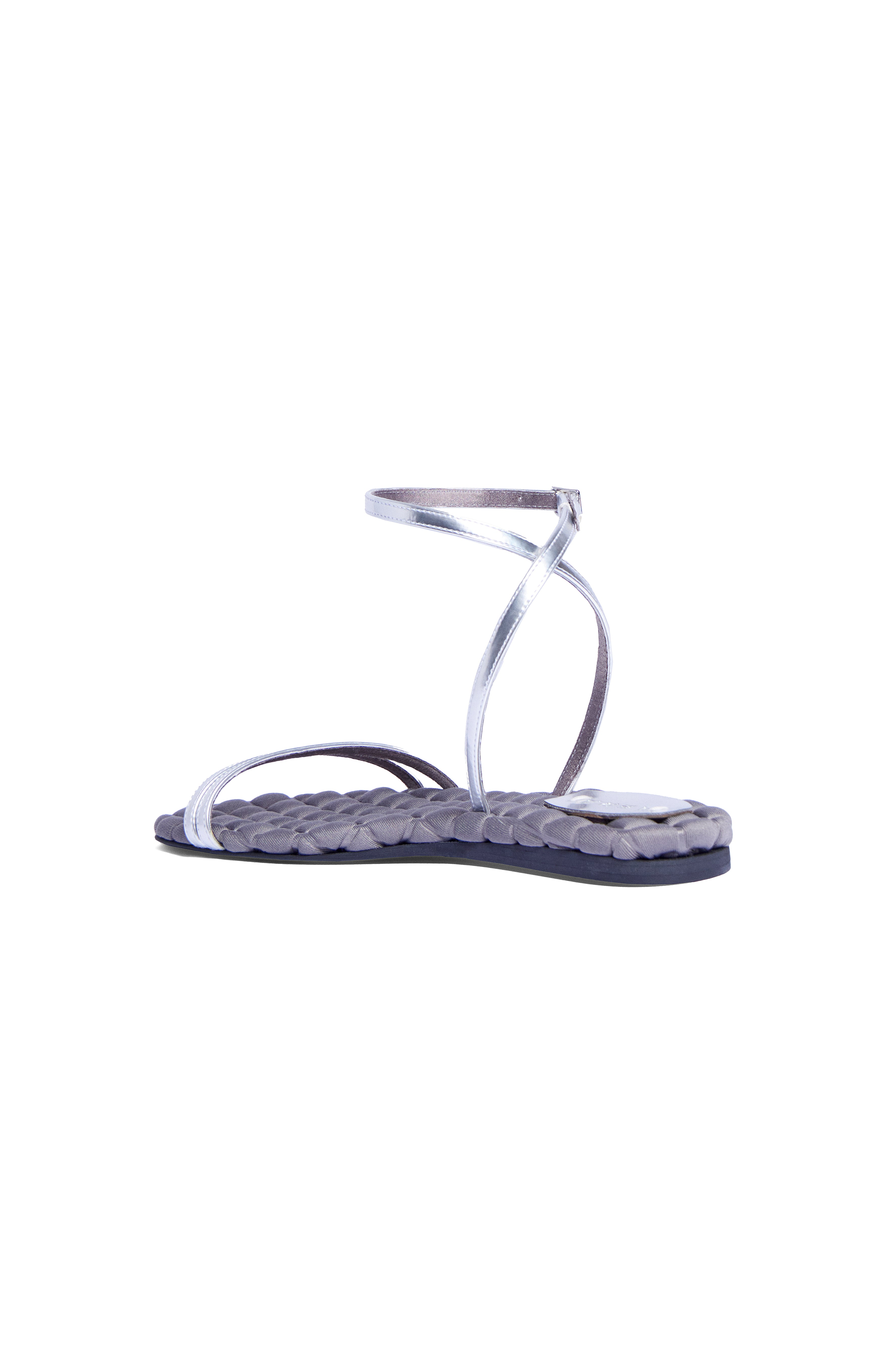 Aera Faye vegan flat sandal, Alternate, color, Silver