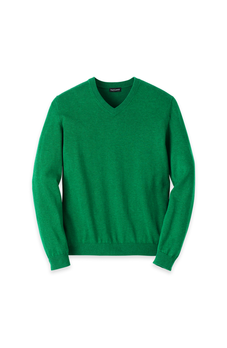 Paul Fredrick Supima Cotton V-neck Sweater, Main, color, Green