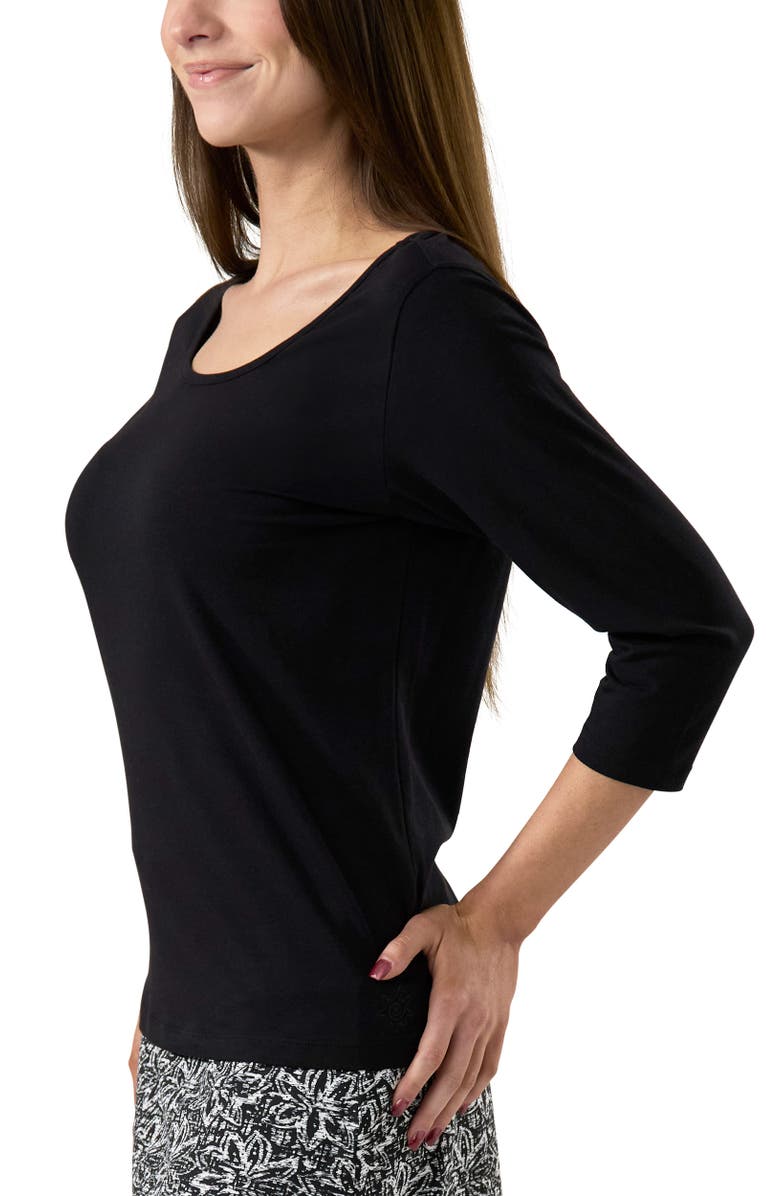 UV Skinz 3/4 Sleeve Scoop Neck R&R Tee, Alternate, color, Black