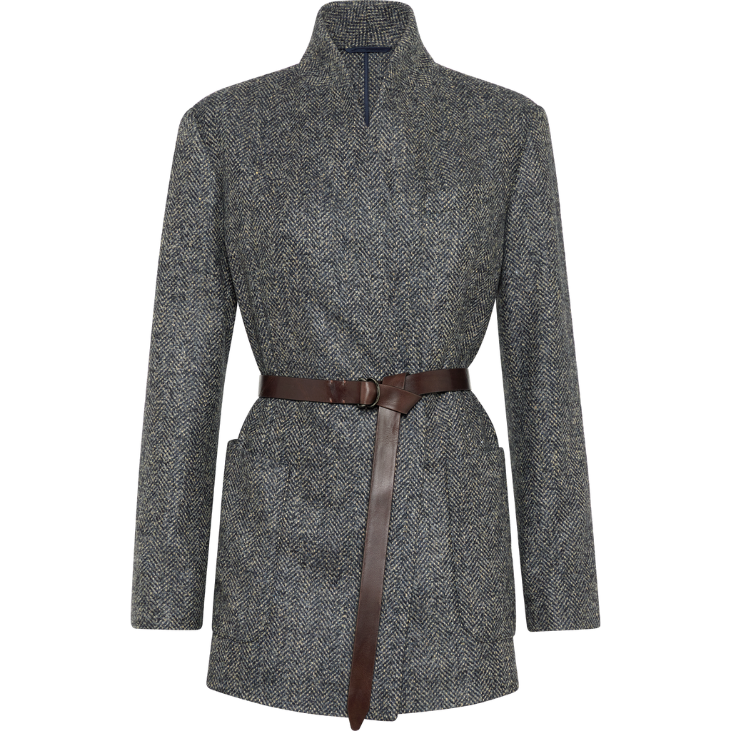 Brunello Cucinelli Herringbone Jacket In Gray