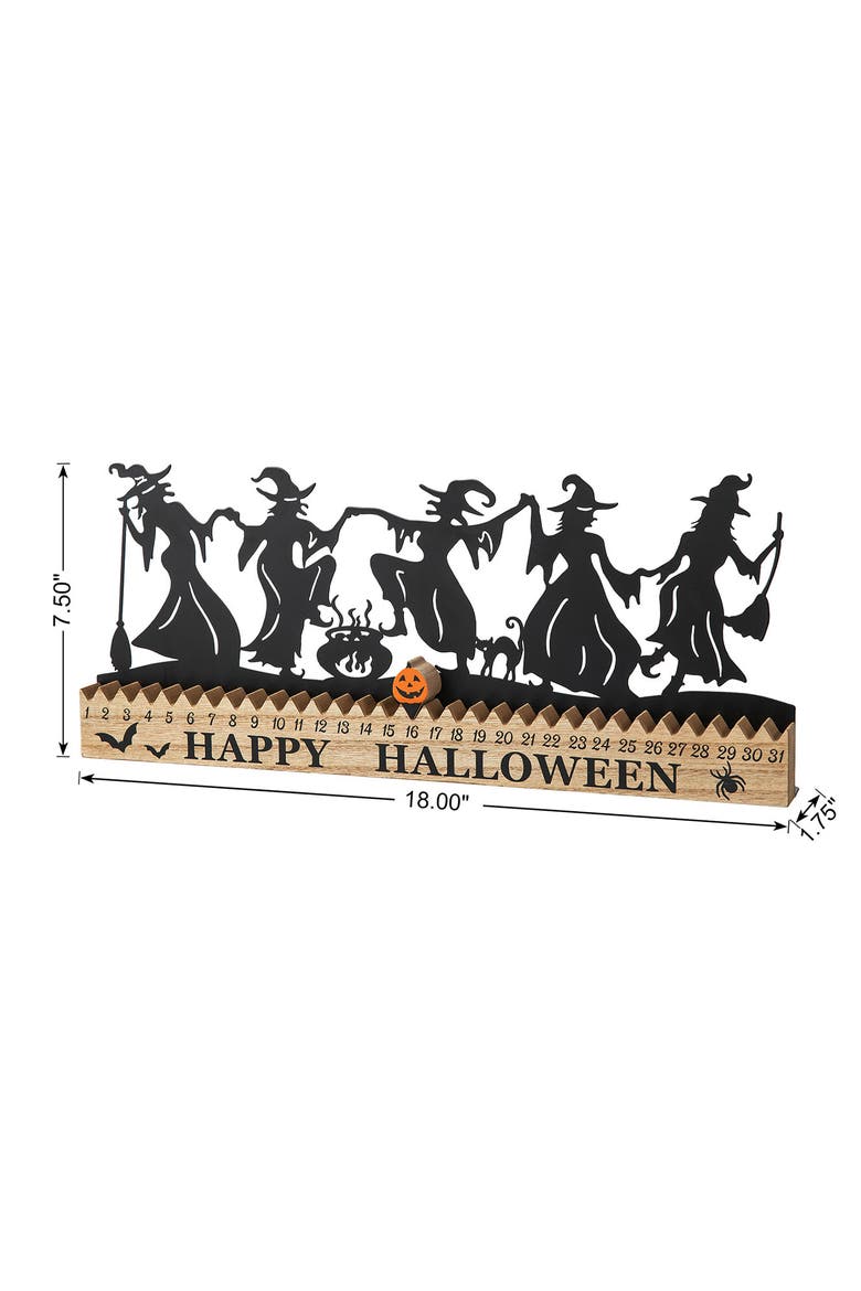 Halloween Wooden & Metal Dancing Witch or Ghost Silhouette Countdown Table Sign, Alternate, color, Black