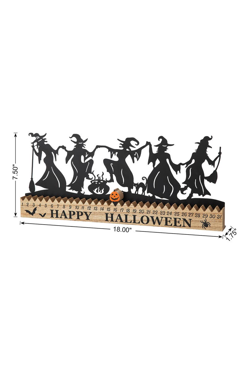 Glitzhome Halloween Wooden & Metal Dancing Witch or Ghost Silhouette Countdown Table Sign, Alternate, color, 