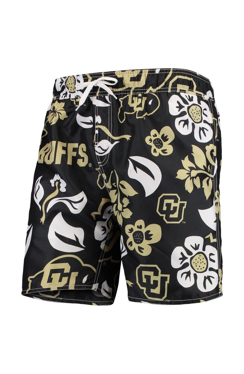 Wes & Willy Men's Wes & Willy Black Colorado Buffaloes Floral Volley Swim Trunks, Main, color, 