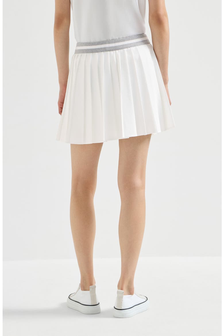 Techno poplin pleated skirt with logo, Alternate, color, White