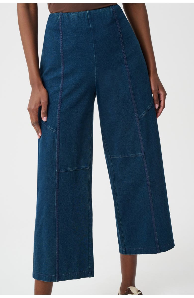 Joseph Ribkoff Knit Denim Culotte Pull-On Pants, Alternate, color, Dark Denim Blue