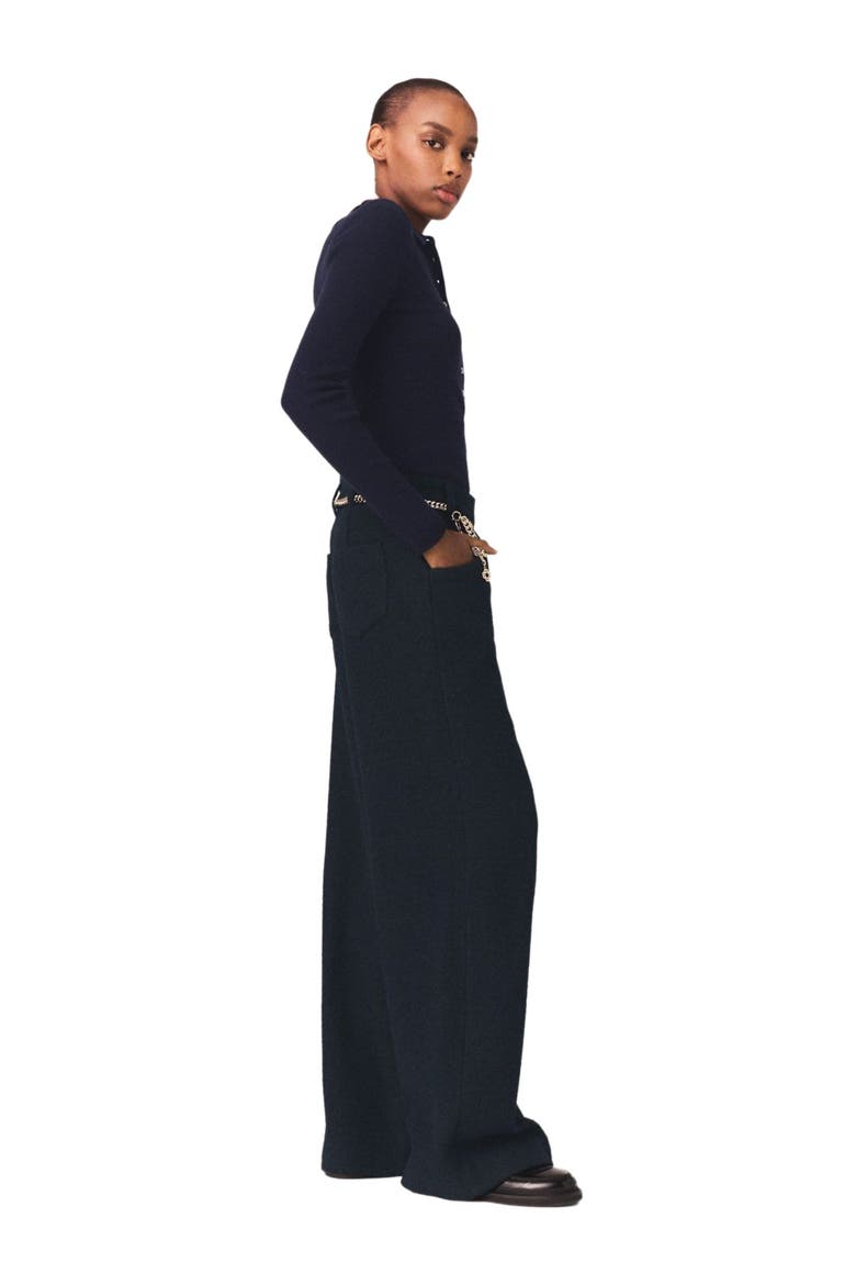 Tweed trousers, Alternate, color, Navy