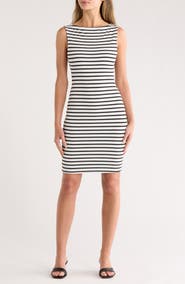 bebe Stripe Rib Body-Con Minidress