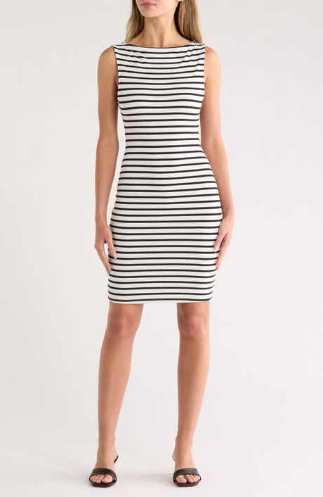 bebe Stripe Rib Body-Con Minidress
