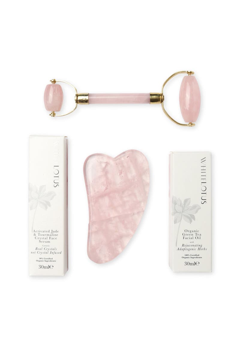 Premium Rose Quartz Crystal Facial Set, Main, color, Pink