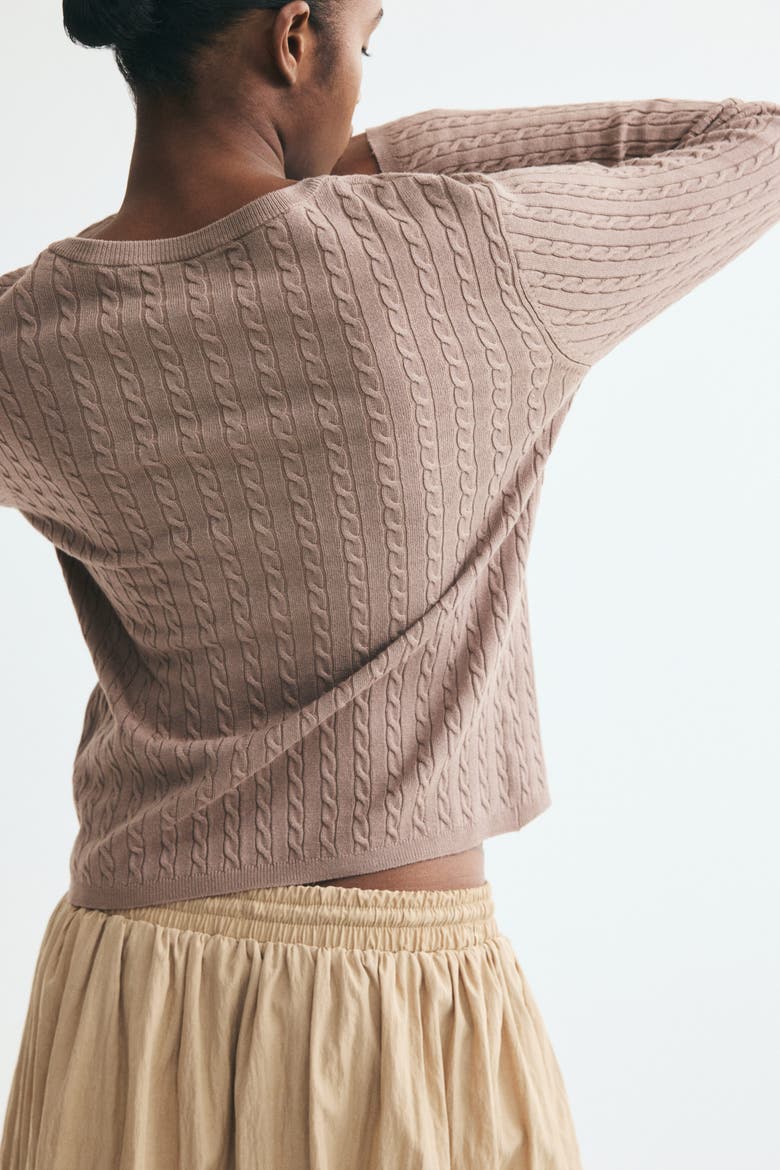 Cable-knit Cardigan, Alternate, color, Taupe
