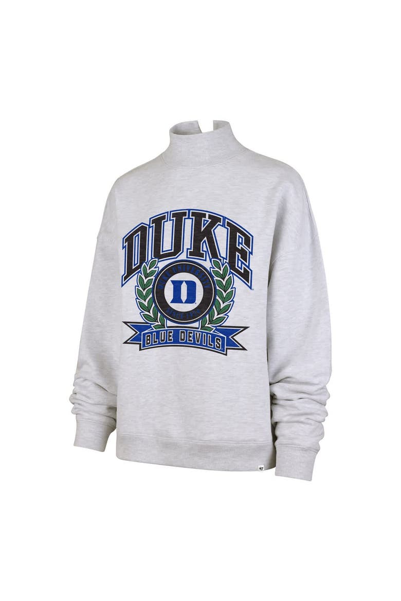 Women's '47  Gray Duke Blue Devils Laurel Arch Mock Neck Sweatshirt, Alternate, color, Gray