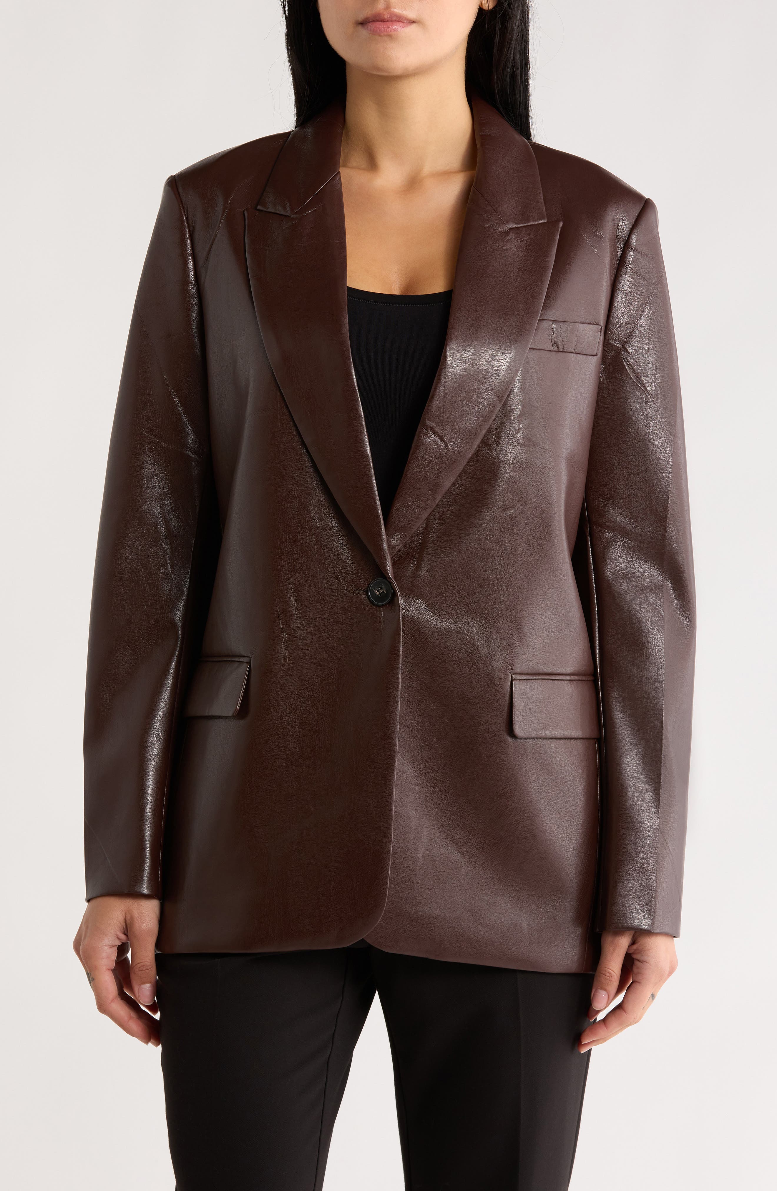 Love Token Alexa Faux Leather Blazer